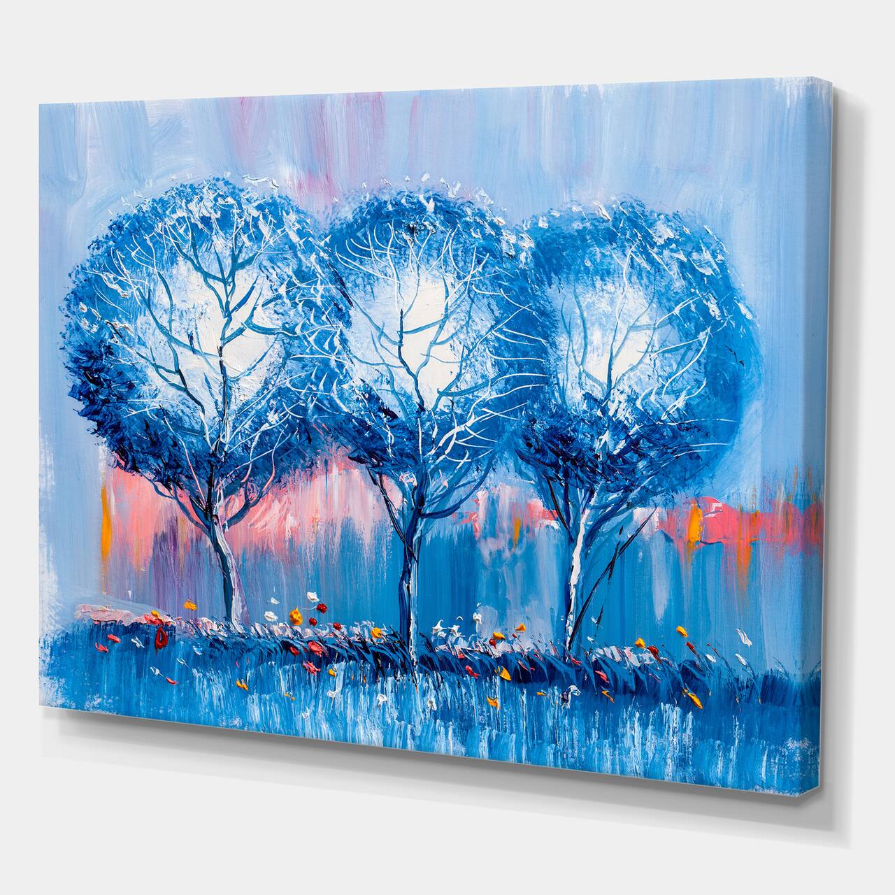 Designart - Colourful Trees Impressionist Landscape III - Modern Canvas Wall Art Print
